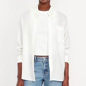 NWT Old Navy Linen Blend Loose Button Down Shirt